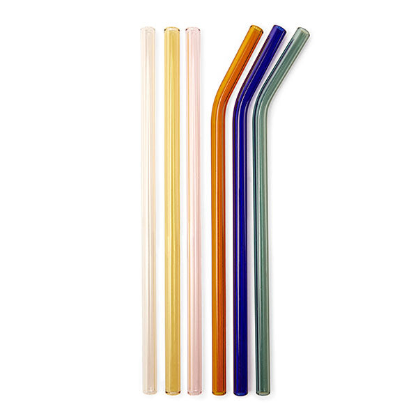 12 Pcs Glass Drinking Straws Reusable Straight Curved Glass Straws with  Cleaning Brush Eco-friendly Straws for Cocktail Milk