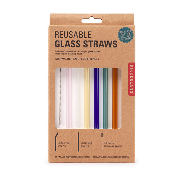 Kikkerland Colorful Reusable Glass Straws