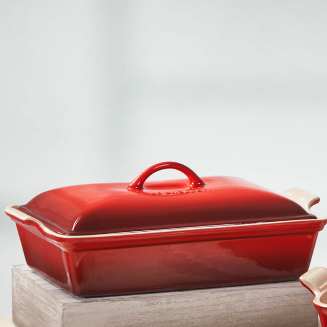 Le Creuset Heritage Covered Oval Dish, 4 qt, Cherry Red