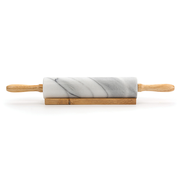 RSVP White Marble Rolling Pin with Stand
