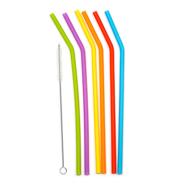 10 Silicone Drinking Reusable Straws with Bag, 6 Bend 4 Straight