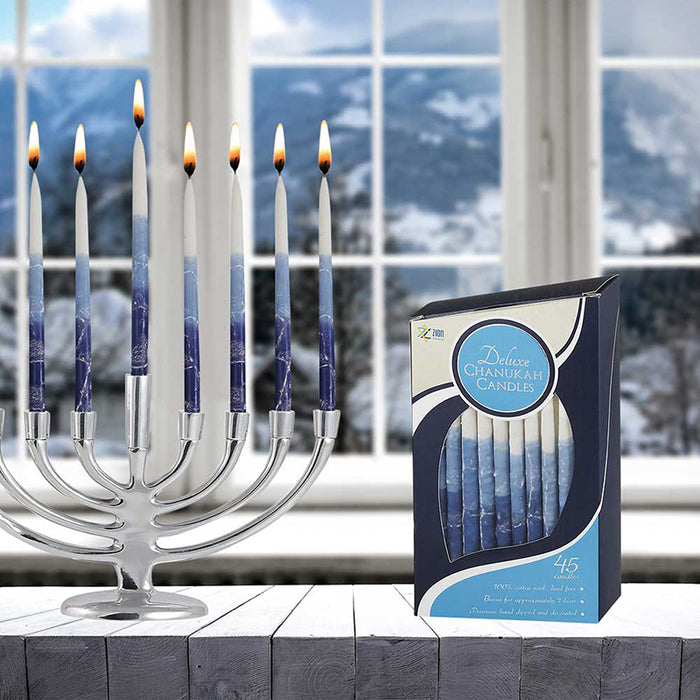 Zion Judaica Blue Elegance Chanukah Candles