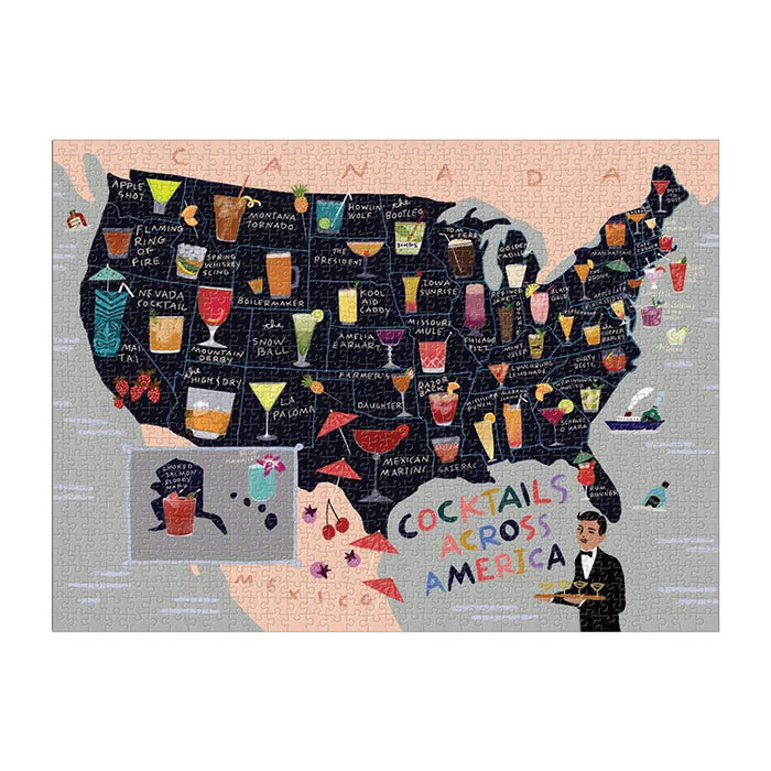 Galison Cocktail Map of the USA 1000 Piece Puzzle