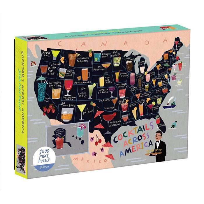 Galison Cocktail Map of the USA 1000 Piece Puzzle