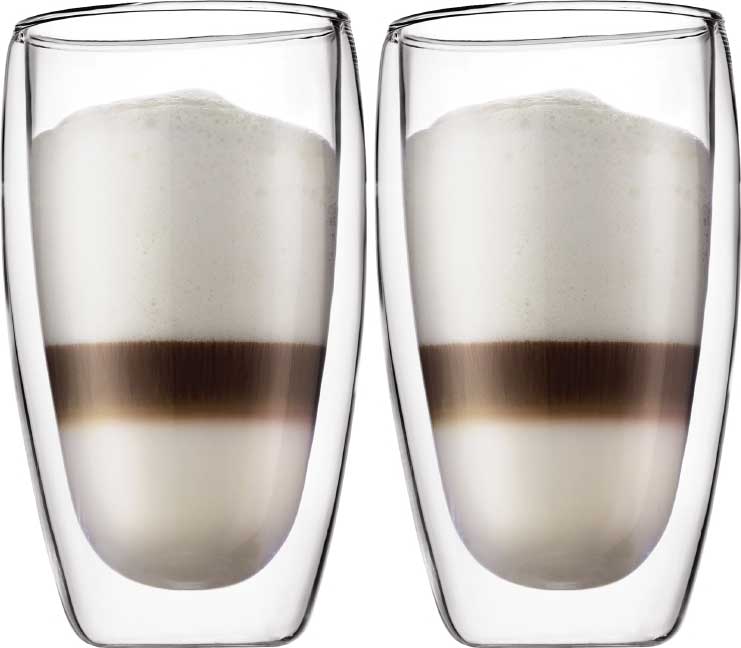 Bodum Bistro Double Wall Latte Cups - 15 oz Set of Two, Accessories