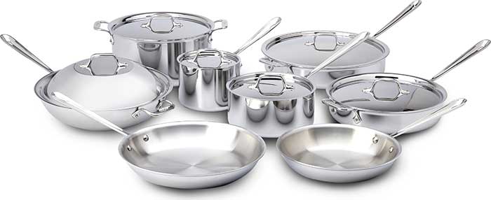 10-Piece D3 Stainless Steel Cookware Set I All-Clad