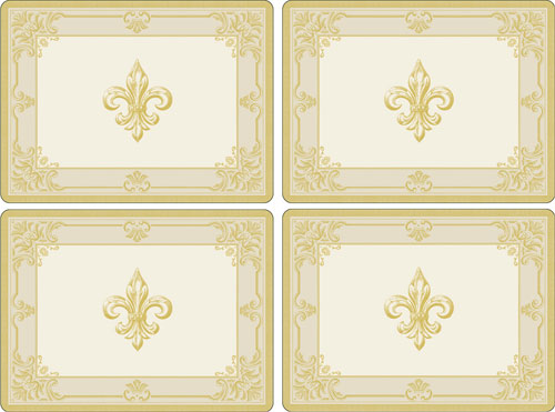Pimpernel FDC-Fleur de Lys Taupe/Gold Placemats Set of 4