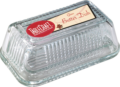 Tablecraft Ribbed Glass Butter Dish