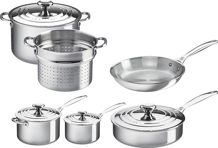 Le Creuset Signature 10-Piece Stainless Steel Cookware Set +