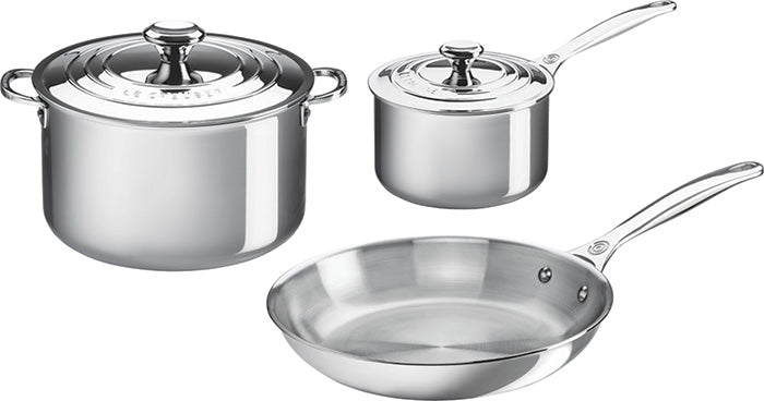 Le Creuset Triply Set of 3, stainless steel pan set