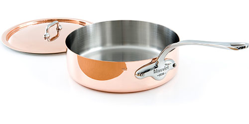 Mauviel M'heritage 3.2 qt Copper & Stainless Steel Saute Pan with Lid