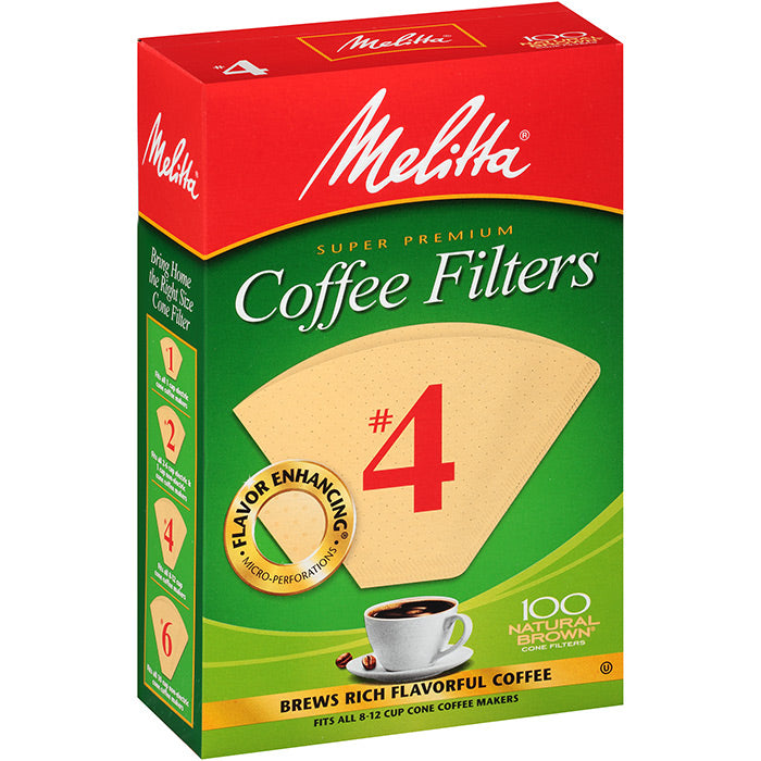 Melitta® #4 Cone Filter Paper Natural Brown - 100 Count