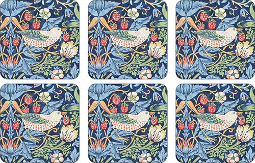 Morris and Co for Pimpernel Strawberry Thief Blue Coasters Set of 6