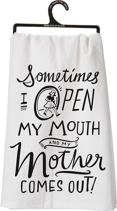 Primitives By Kathy Open My Mouth Mother Tea Towel