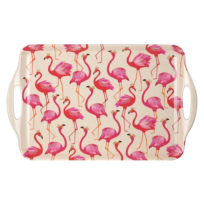 Sara Miller London for Pimpernel Flamingo Melamine Handled Tray
