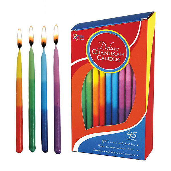 Aviv Deluxe Tri-Colored Chanukah Candles